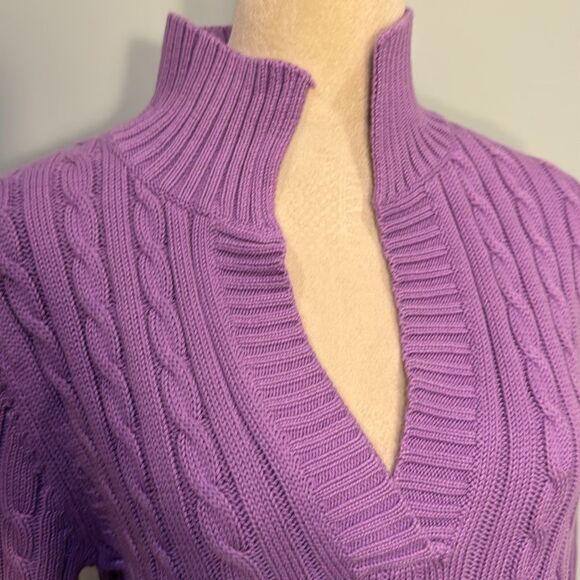 LL Bean lavender cable knit sweater Size M - Picture 4 of 6